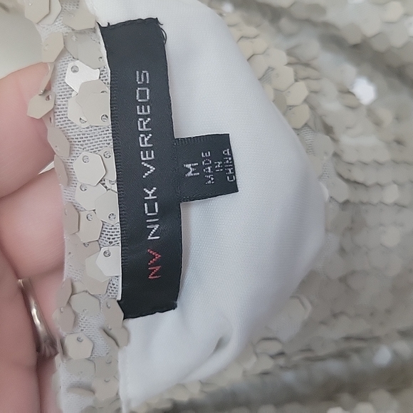 VINTAGE Nick Verreos Sequined Ivory Dress PRICE FIRM - Picture 7 of 12